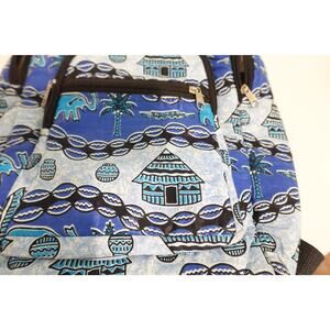 Handmade tropical / African blue cloth backpack